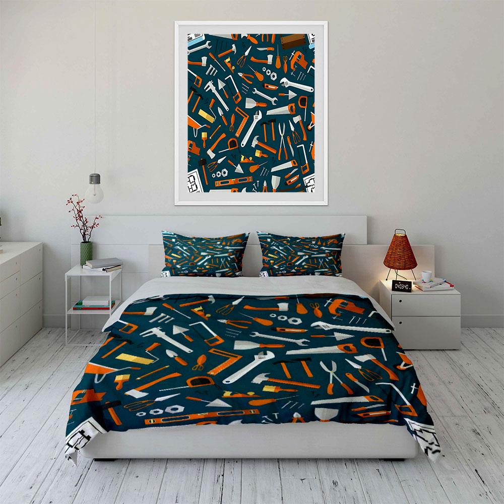 "Tool Set for Home Projects" Soft Skin-Friendly Bedding Set Includes 1 Duvet Cover And 2 Pillowcase Gift
