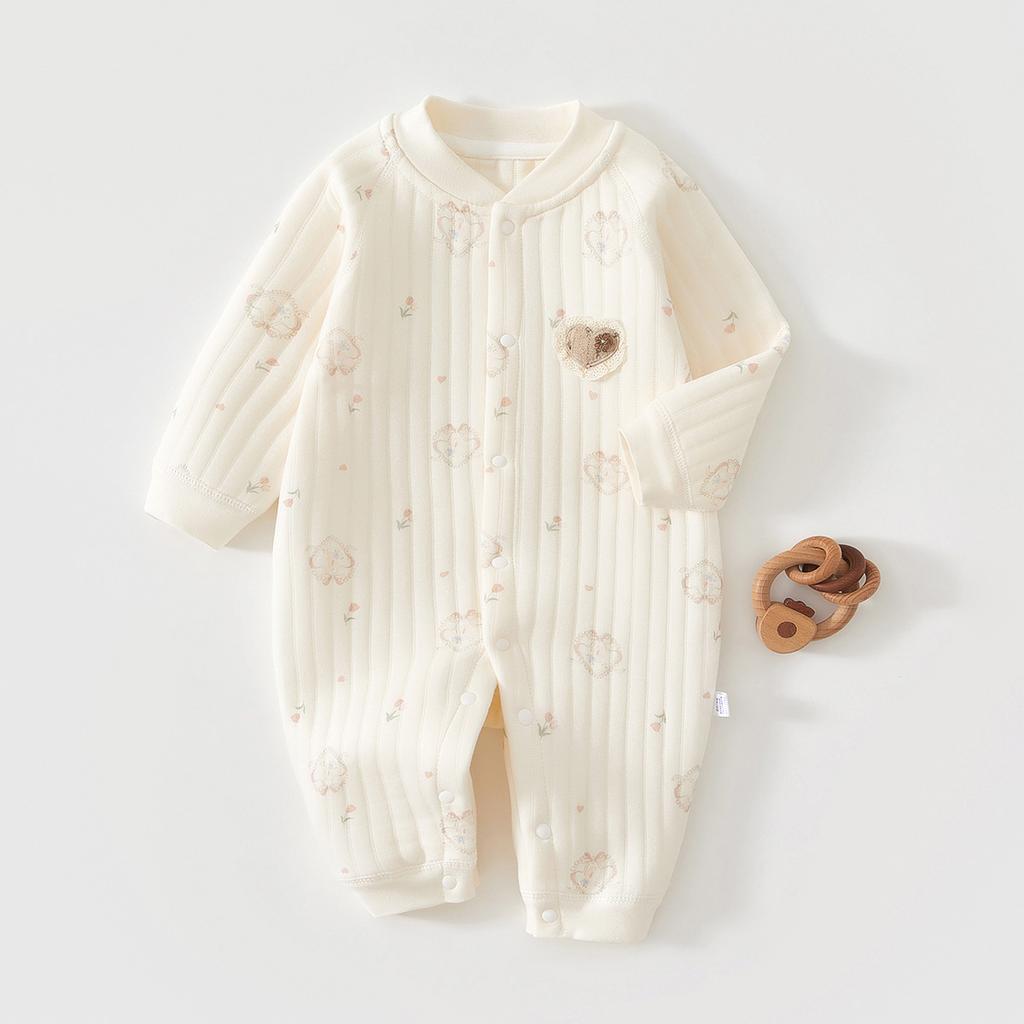 Baby Winter Romper Thin Cotton Quilted Jumpsuit Newborn Infant Warm Long Sleeve Onesie Inner Wear Crawling Clothes