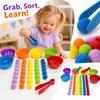 Spielzeug für Kleinkinder, Farb-Sortierschalen-Set mit Pinzette und Pompons, Feinmotorik-Aktivität für Vorschulkinder zur Hand-Auge-Koordination