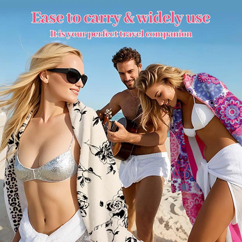 Mi Yunqian spot, new, double-sided velvet, double-sided printed beach towel, portable sports towel