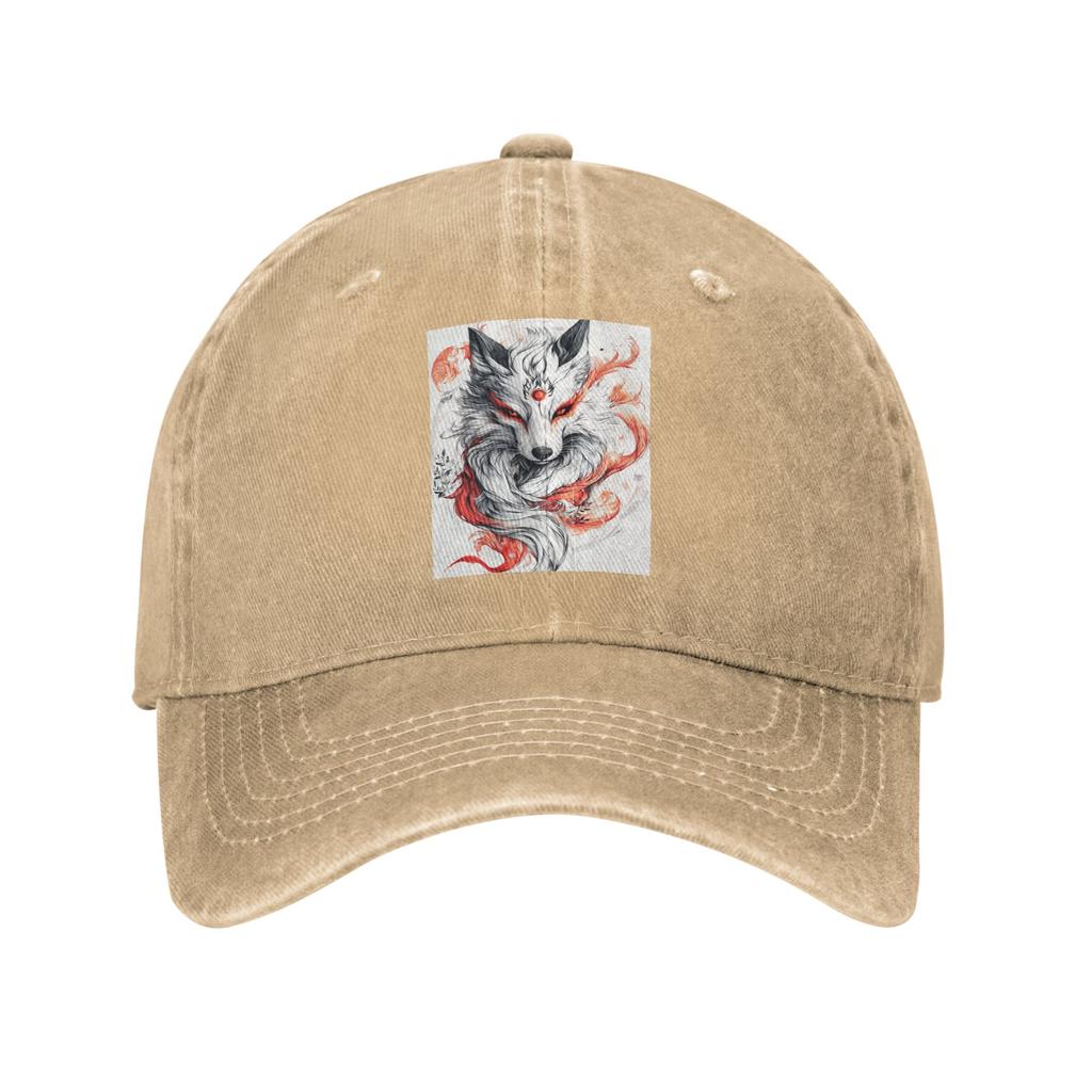 Japanese Okami Wolf Denim Fabric Cap Casual Baseball Caps Adjustable Hat Summer Unisex Baseball Hats