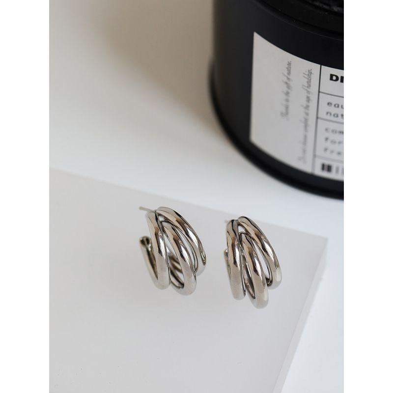 Cold Style Metal Paw Three Ring Hipster Internet Celebrity Silver Needle Silver Small Size 2cm