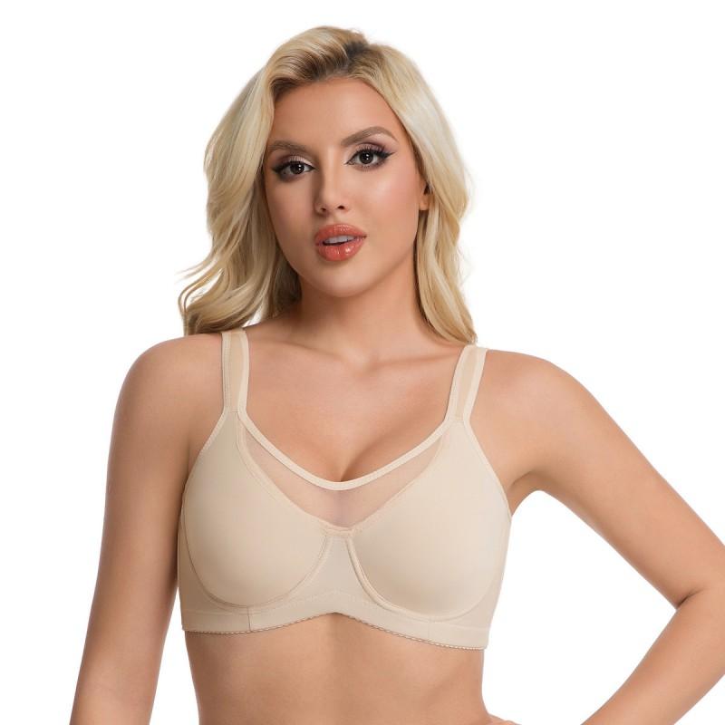 Plus Size Ultra-Thin Bandeau Bra Underwire Support Push Up Minimizer Women
