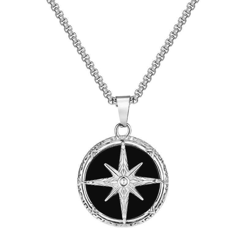 

Adjustable Stainless Steel Compass Charm Necklace Men Spiritual Jewelry Chain Necklace for Birthday Valentines Day