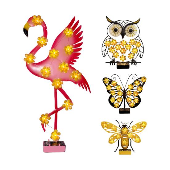 Solar Owl Light Butterfly Garden Decorative Metal Outdoor Wall Decor Waterproof IP65 Solar