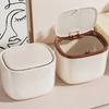 Desktop Trash Can Household Living Room Tea Slag Can Sealed and Partitioned with Larger Diameter Mini Press Storage Bin