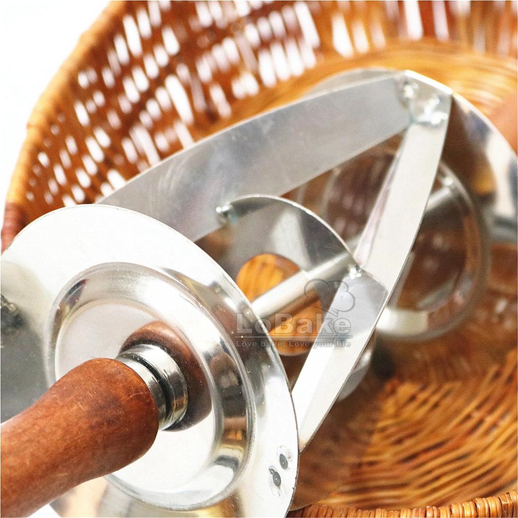 Edelstahl Croissant Maker Trigon Rollmesser Teigschneider Pizza mit Holz- und Kunststoffgriff DIY Backzubehör