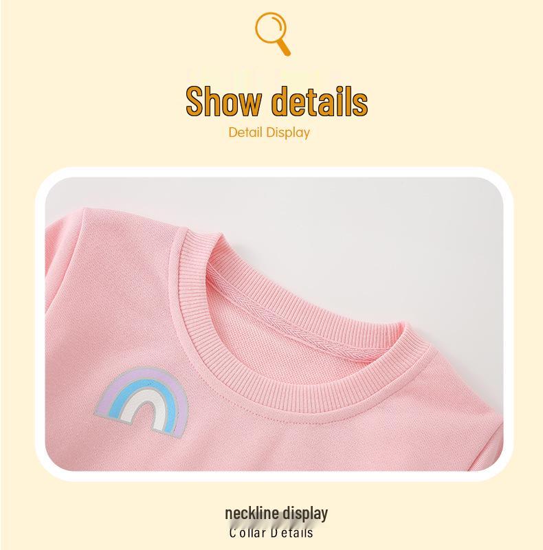 Unicorn Rainbow Print Girls' Round Neck Sweatshirt - Autumn/Winter Sportswear for 2-6 Years