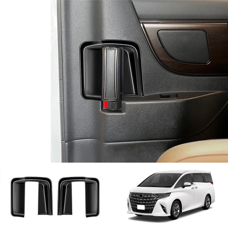 A03E-For Toyota Alphard 40 Series + Car Inner Middle Door Handle Bowl Cover Trim Frame Sticker Replacement Bright Black