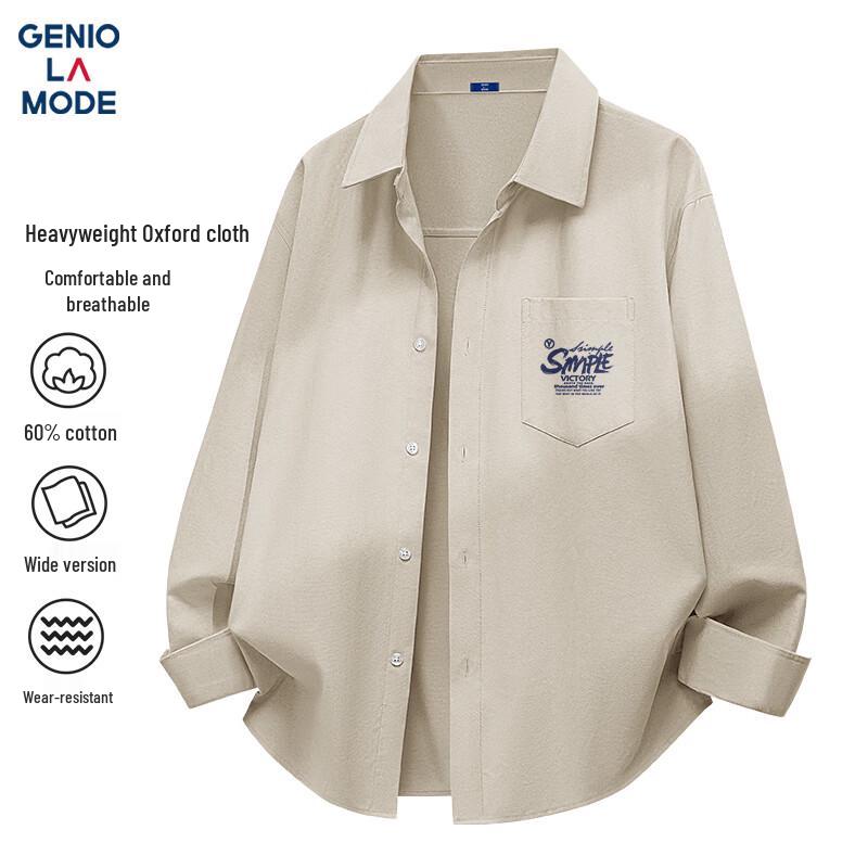 GENIOLAMODE Men s Casual Oxford Long-Sleeve Shirt XL
