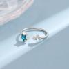 New Exquisite Beautiful Fresh Blue Star 925 Sterling Silver Jewelry Personality Sweet Simple Crystal Opening Rings  R129