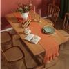 Christmas Cotton 100% Ruffles Table Runner Orangered Event Party Supplies Fabric Decor Placemat For Holiday Wedding Festival