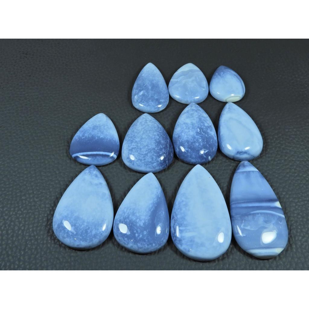305Cts. Natural Owyhee Blue Opal Pear Cabochon Loose Gemstone 11 Pcs Lot C-3555