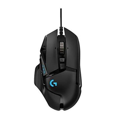 Mouse de Gaming Logicool G G502 Conexiune prin Cablu USB Senzor HERO 25K G502RGBhr RGB LIGHTSYNC 11 Butoane Programabile FPS / MMO RPG Negru PC Windows Mac
