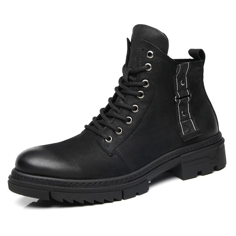 

Осень-зима 2025 мужские трендовые универсальные кожаные ботинки Мартин мужские высокие кожаные ботинки британские ботинки из ревенной кожи ботинки в стиле милитари мужская обувь 44