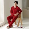 Pajamas wedding newlywed couple suit red natal spring and autumn pure cotton long-sleeved autumn couple suit men and women