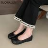 Fashion SUOJIALUN 2025 Spring New Brand Women Flat Shoes Fashion Candy Color Ladies Split Toe Shallow Slip On Boat Shoes Dress Loafer Sh