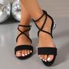Fashion 2025 New Straight Buckle Strap Sandals for Women Summer Round Toe Open Toe Outward Wear Versatile Non-slip Low-heeled Shoes