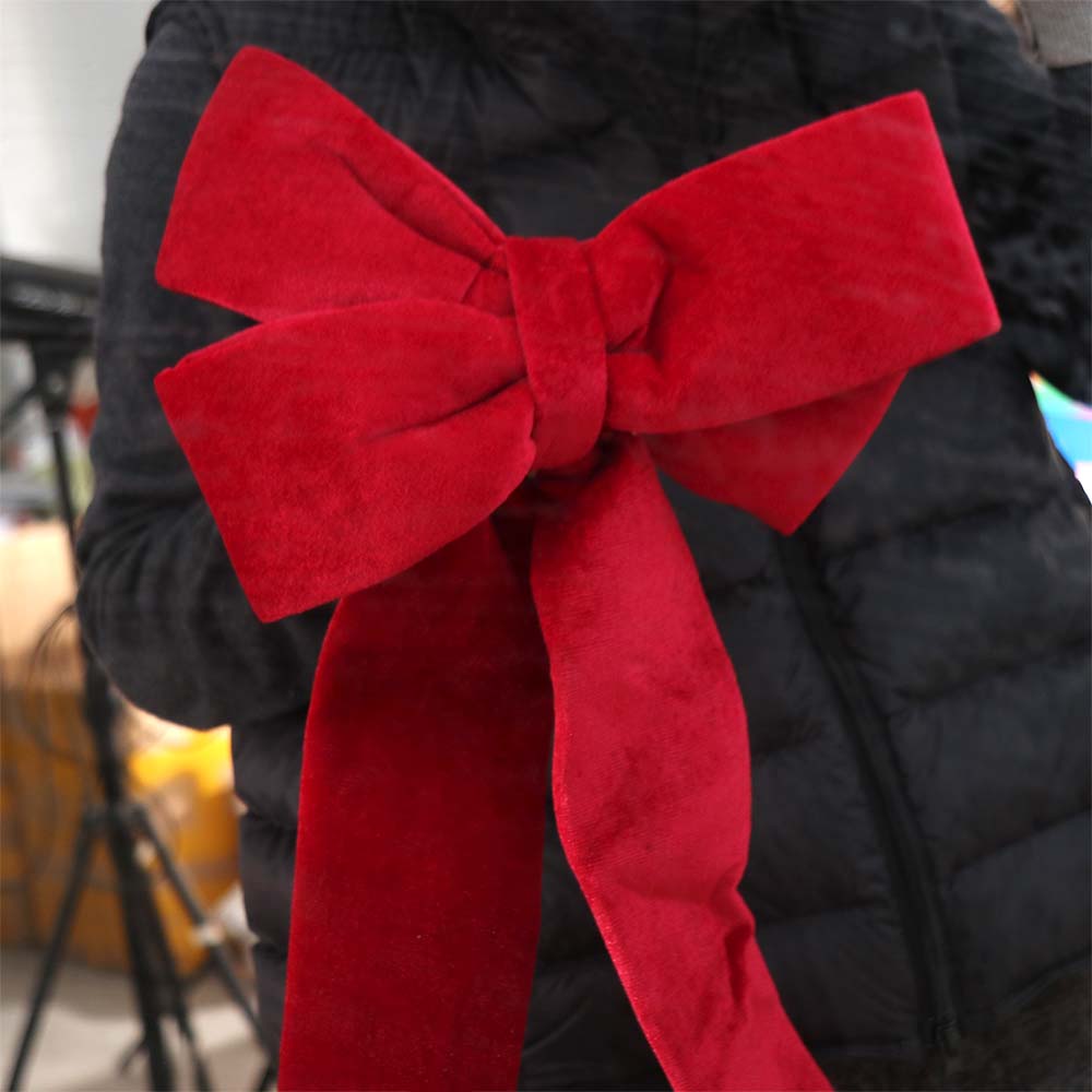 Large Size Christmas Tree Bow Pendant Extended Ribbon Xmas Bow-knot Pendant  Stair