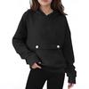 Children's Oversized Pullover Long-Sleeve Hooded Sweatshirt With Button Pockets In Solid Color