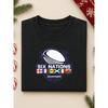 Six Nations Championship Rugby T-Shirt Black Six Nations Logo with Flags And Text for Sports Fans And Events
