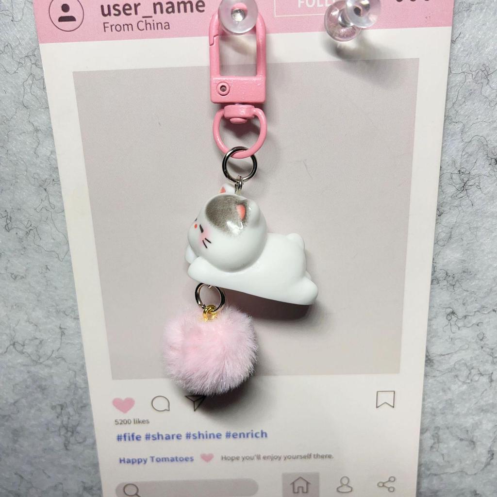3D Cartoon Kitten Phone Charm, Cute Resin Keychain, Student Bag Pendant, Couple or Best Friend Gift
