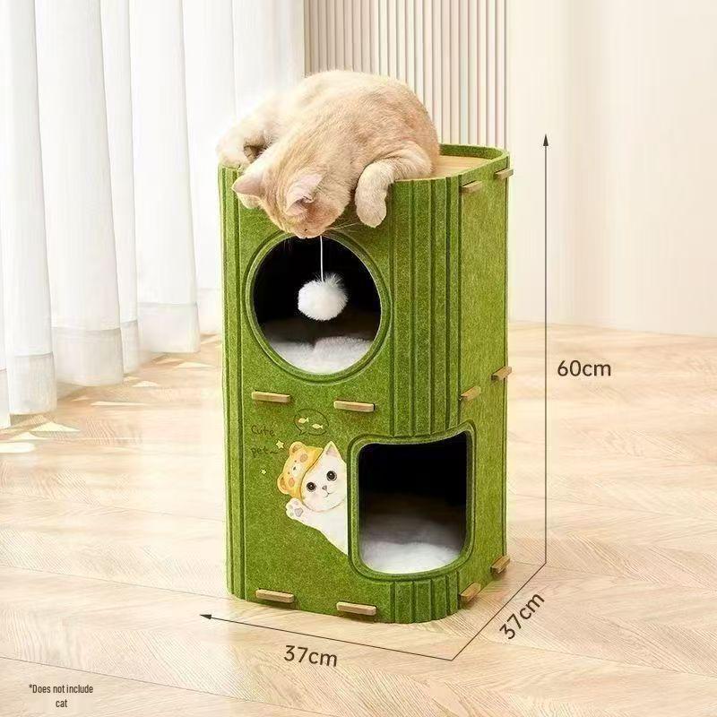 Durable Multi-Layer Cat Tree with Cozy Felt Bed and Hole Design for Year-Round Comfort