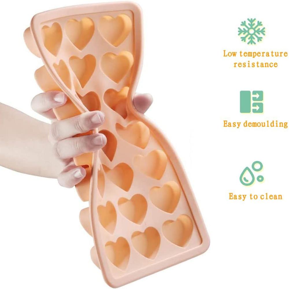 Heart-Shaped Ice Cube Trays With Lid 21-Holes Silicone Ice Ball Maker Mold