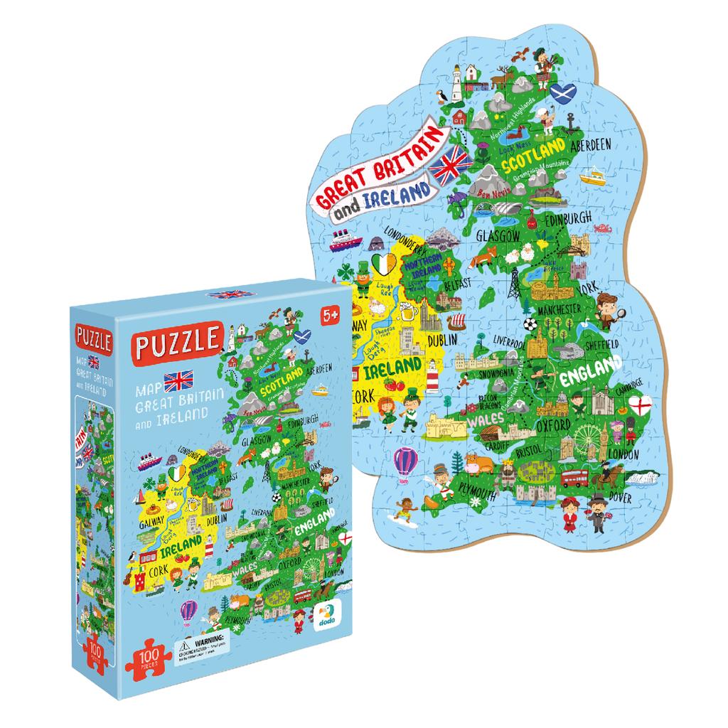 Puzzle "Mapa Wielkiej Brytanii I Irlandii" 100 Elementów Układanka Zestaw 301160