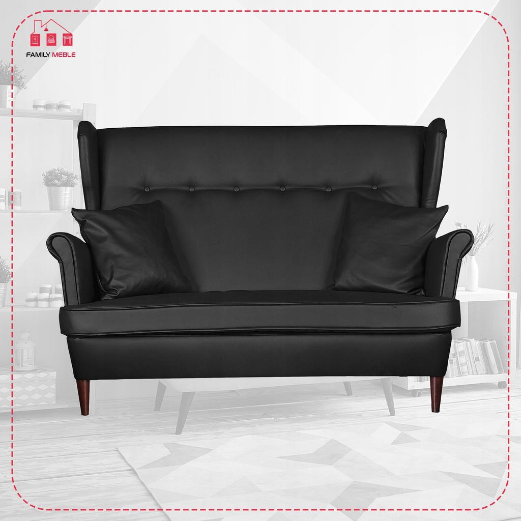 Sofa Wing Sofa Eco Leather Scandinavian Non-folding Family Meble Black