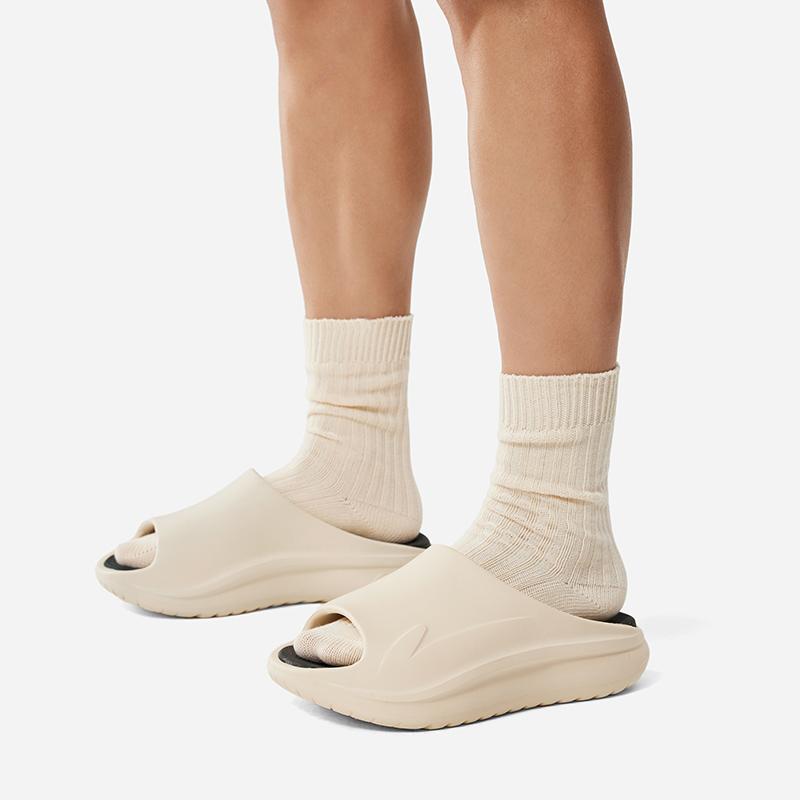 Li Ning SOFT SLIPPER Slide Slippers Unisex Rock White Gray AGAU003-1