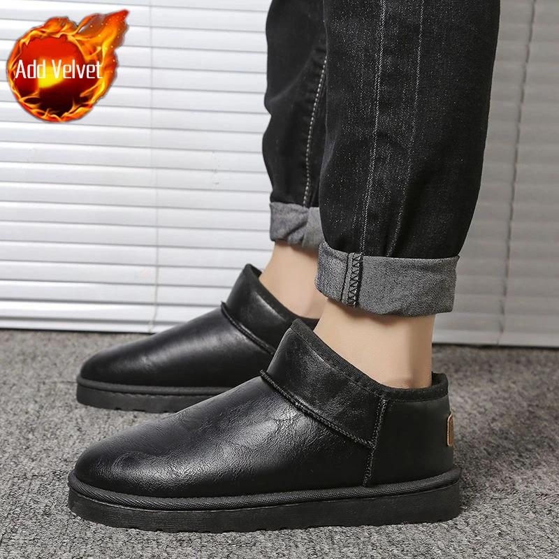

Men s Winter Warm Anti Slip Waterproof Snow Boots 2026 New Flat Sole Height Boost Vintage Thickened Fleece Lined Large Size 39