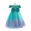 Vestito da Principessa Sirena Turchese per Bambine 7-8 Anni 130cm Costume per Halloween Carnevale Natale Pasqua Festa dei Bambini San Valentino