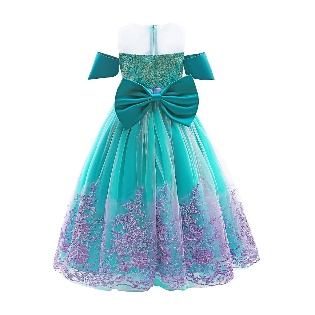 Vestito da Principessa Sirena Turchese per Bambine 7-8 Anni 130cm Costume per Halloween Carnevale Natale Pasqua Festa dei Bambini San Valentino