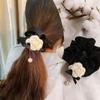 Fashion Girls Women Pearl Headwear Hair Circle Hair Bands Camellia Scrunchies Elastic Hair Rope