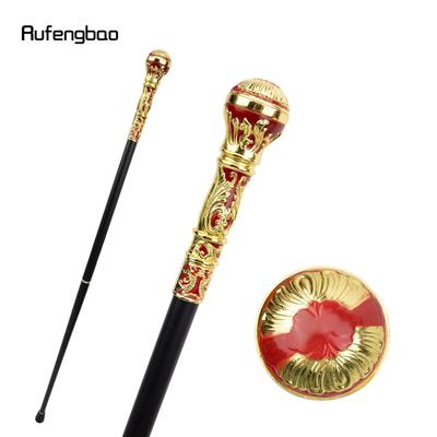 Gouden Rode Luxe Ronde Handvat Mode Wandelstok voor Feest Decoratieve Wandelstok Elegante Crosier Knop Wandelstok 93cm