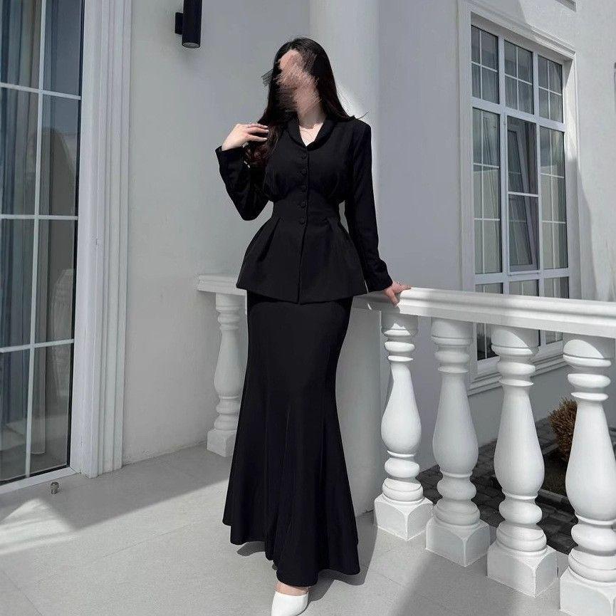 Autumn/Winter 2025 European & American Slim Cardigan and Midi Skirt Set