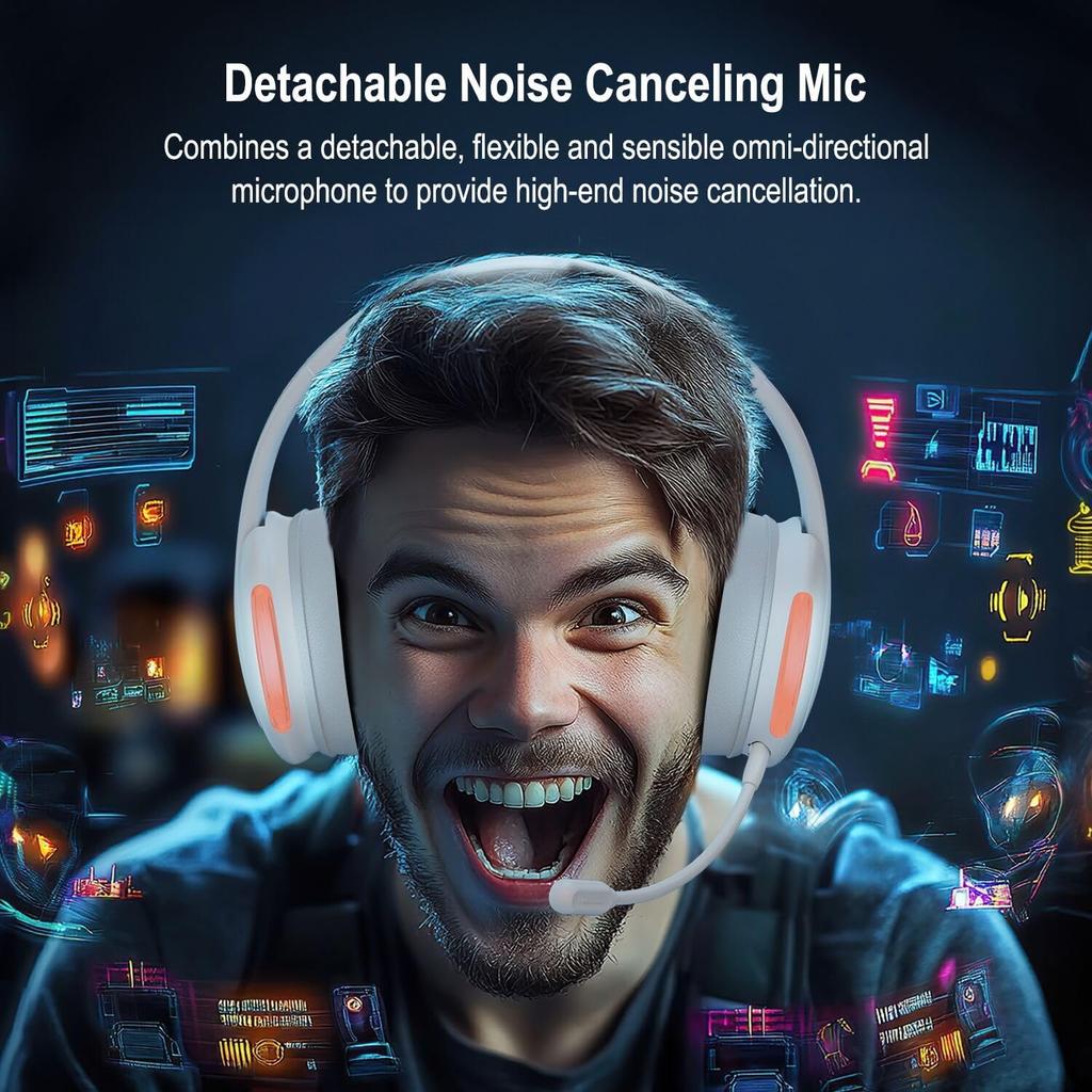 Wireless Gaming Headphones for PS5 PS4 PC, 2.4 GHz Gaming Headphones with Microphone, 7.1 Stereo Surround Sound, 30 Hours Playback Time