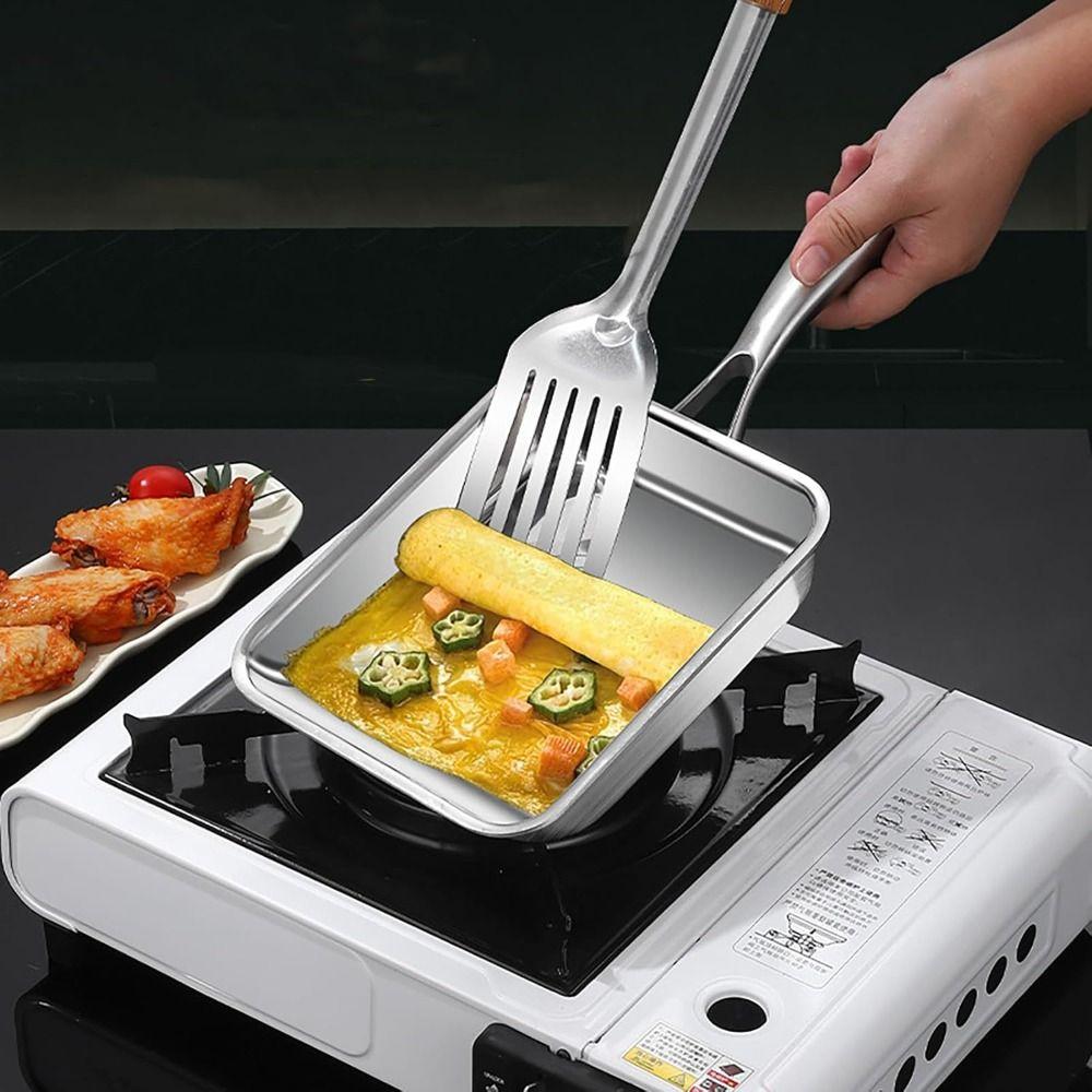 Mirror Polish Flat Bottom Skillet No Coating Tamagoyaki Pan for Kitchen Gas Stove