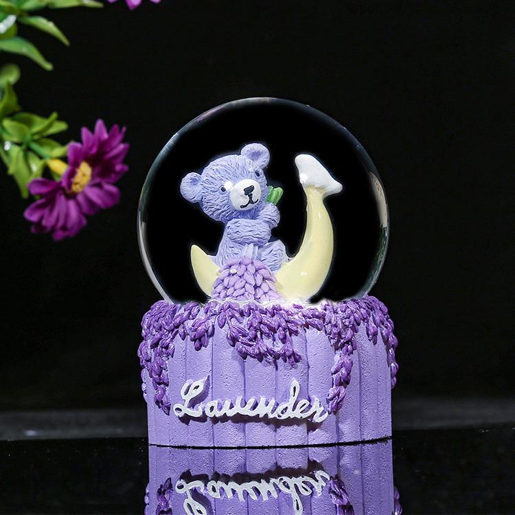 

Cute Purple Lavender Bear Glowing Mini Crystal Ball Night Light Cell Button StyleA