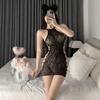 New sexy stockings open crotch free mesh coat perspective hollow dress large size uniform temptation hollow buttocks women