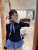 Korean Style Faux Two-Piece Long-Sleeve Women's Top, Early Spring 2026, Elegant and Unique Base Layer for Petites