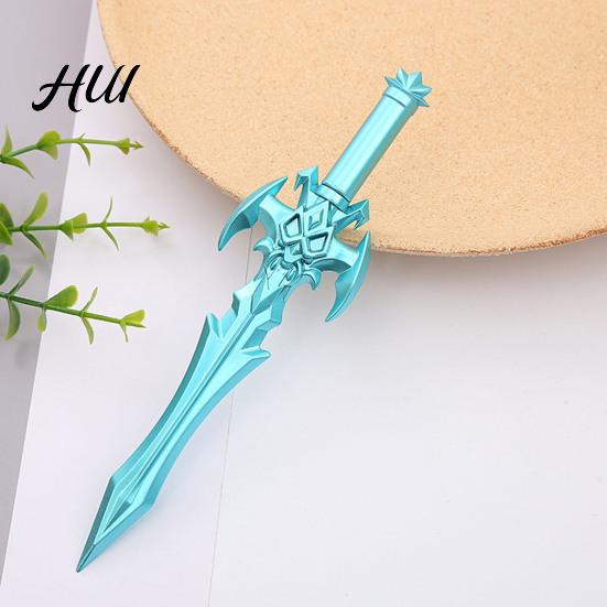 No Lag Gel Pen 2Pcs Ancient Swords Shape with Black Ink Martial Arts Weapon Design Smooth Writing Ballpoint for Students Novelty Stationery Gift Anime