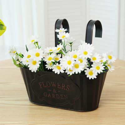 Over Fence Planters Metal Hanging Flower Pots Railing Fence Planters with Detachable Hooks for Garden Fence Home