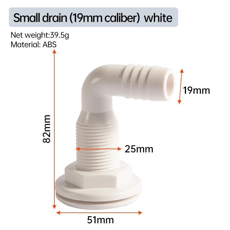 90° Marine Drainage Outlet Yacht Bilge Drainage Outlet Marine Sewage Outlet Hull Right Angle Black/White Outlet 1