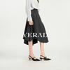 YERAD Pleated Irregular Hem A-Line Midi Skirt
