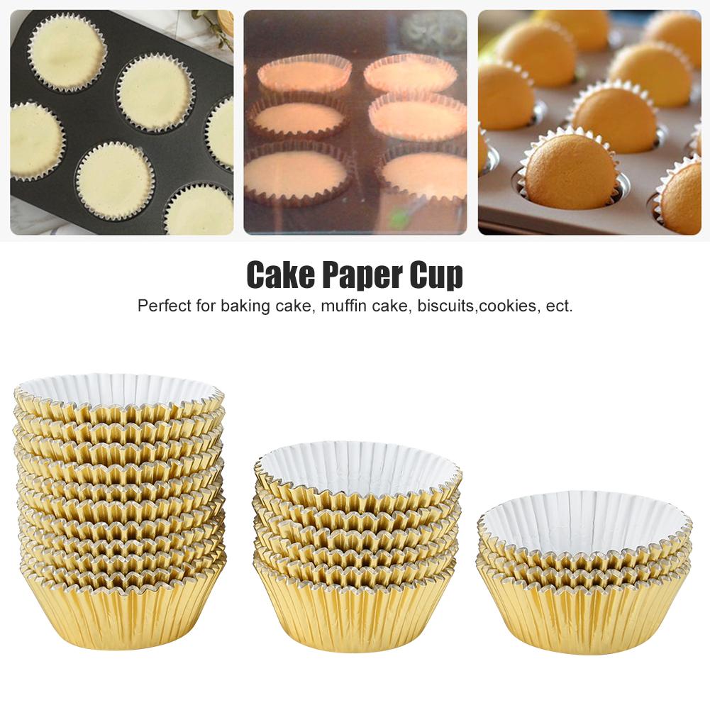 500PCS Aluminum Foil Paper Cake Cup Cupcake Liners Muffin Cases Kitchen Baking Tools