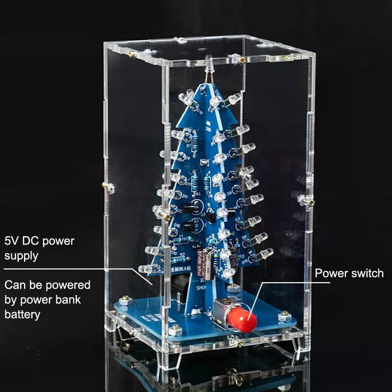 1set Xmas Tree DIY Kits LED Multicoloured 3D Christmas Tree Electronic DIY Kit For Soldering Practice Learning