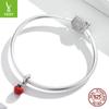Epoxy Red Apple Diy Pendant, Fashionable Retro Fruit 925 Silver Beaded Accessories Scc1913