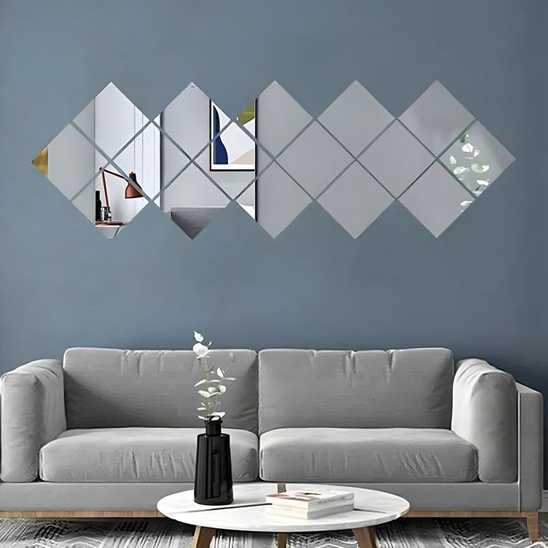 1/916/32 Pcs Decals Mirror Stickers Glass Home Mosaic Set Silver Square Tiles Toilet 15*15cm Wall 15CM Acrylic Bathroom